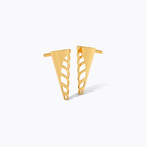 Sloping Lines 22KT Gold Stud Earrings